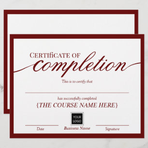 Prêmio Vermelho de Certificado de Conclusão Minima