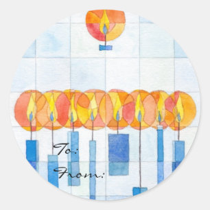 Prendendo a etiqueta do presente das velas de Hanu