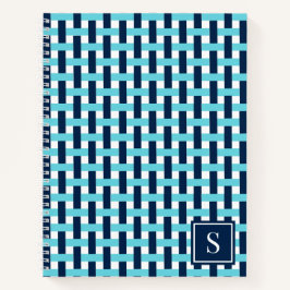 Preppy Basket Weave – Navy & Turquoise Monogram