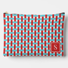 Preppy Basket Weave – Red & Turquoise Monogram