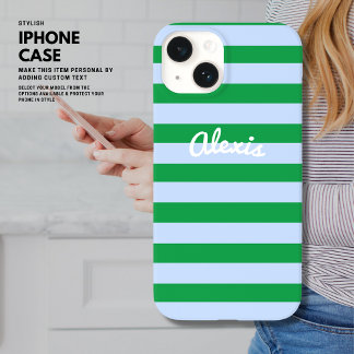 Preppy Bold Retro Stripe Verde Rosa Personalizado