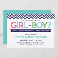 Preppy Chevron Baby Gender Revement Convite de fes