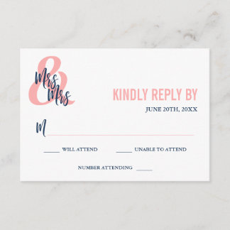 Preppy Coral & Marinho Sra. & Sra. Wedding RSVP