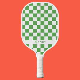 Preppy Green and White Checkerboard Custom Name