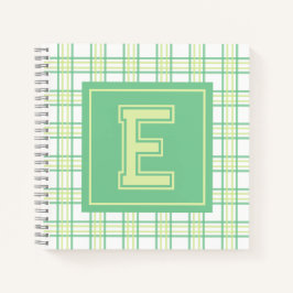 Preppy Plaid Varsity Monogram Green Lime Square