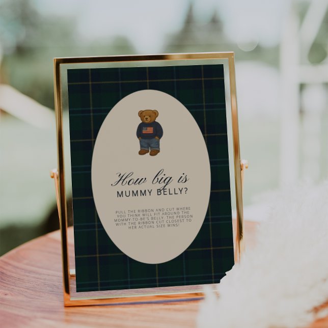 Preppy Polo Teddy Bear How Big Is Mummy Belly Sign (Criador carregado)