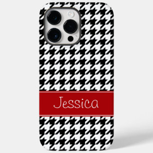 Preppy Red and Black Houndstooth Personalizado