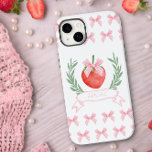 Preppy Strawberry Pink Gingham Arcos Personalizado<br><div class="desc">Capas de iphone personalizada com estética pré-disquete coquetel em rosa e branco. Design apresenta um morango com arco cor-de-rosa, enquadrado com uma coroa de estilo de logotipo, faixa de nomes e bordas de padrões de arcos cor-de-rosa para corresponder ao logotipo de morango. Projetado para o iPhone 14 Plus, mas ajustado...</div>