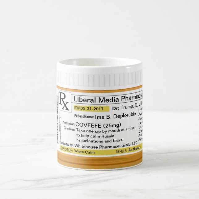 Prescrição RX da caneca de Covfefe (Centro)