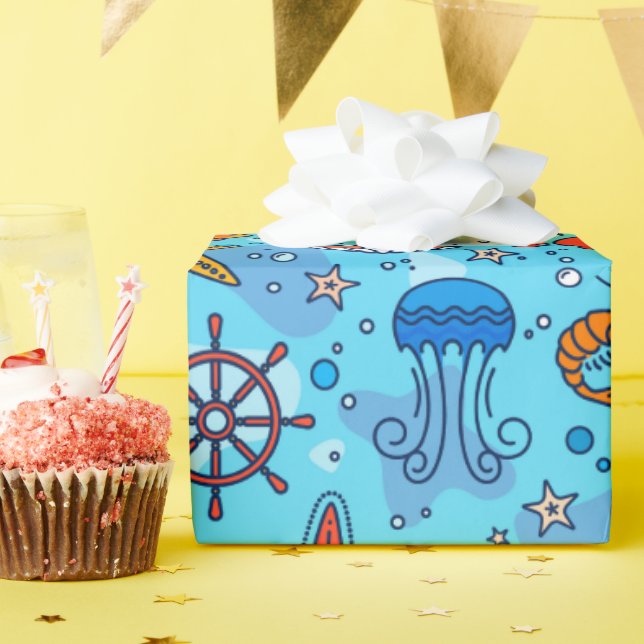 Presente #14 Papel de Embalagem Náutico Em Haven "Grande Ta (Festa de aniversário)
