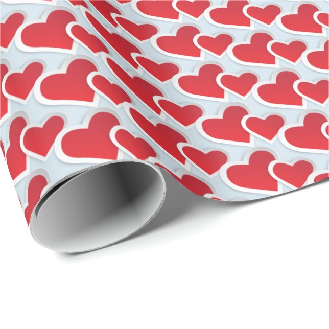 Presente 2 Corações de papel vermelho em um padrão repetiti (Ponta do rolo)