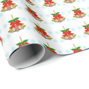 Presente 3 sinos no papel de ondulação de neve