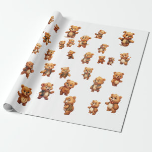 Presente 40 Papel de rolamento editável do Urso de Teddy
