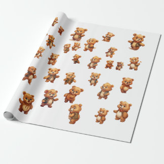 Presente 40 Papel de rolamento editável do Urso de Teddy