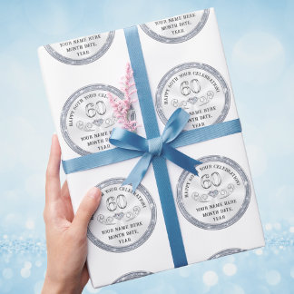 Presente 60º Roll de Papel de Embalagem de Aniversário, ou