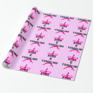 Presente Acrobatics e papel de envolvimento cor-de-rosa de