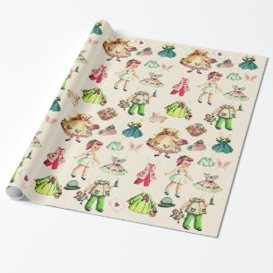 Presente Adorável boneca de papel estilo vintage e roupas