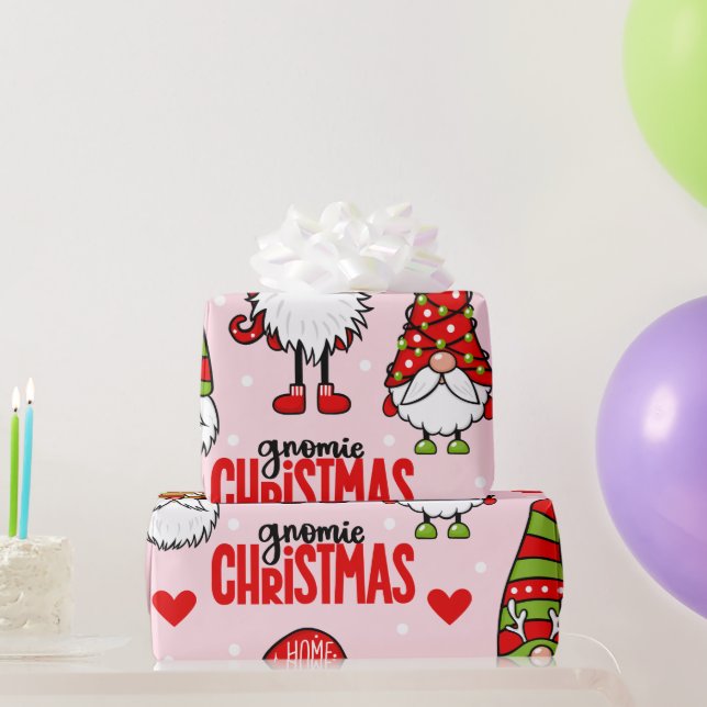 Presente Adorável Papel de Natal com Tema Gnome Gnomie (Presentes para festas)