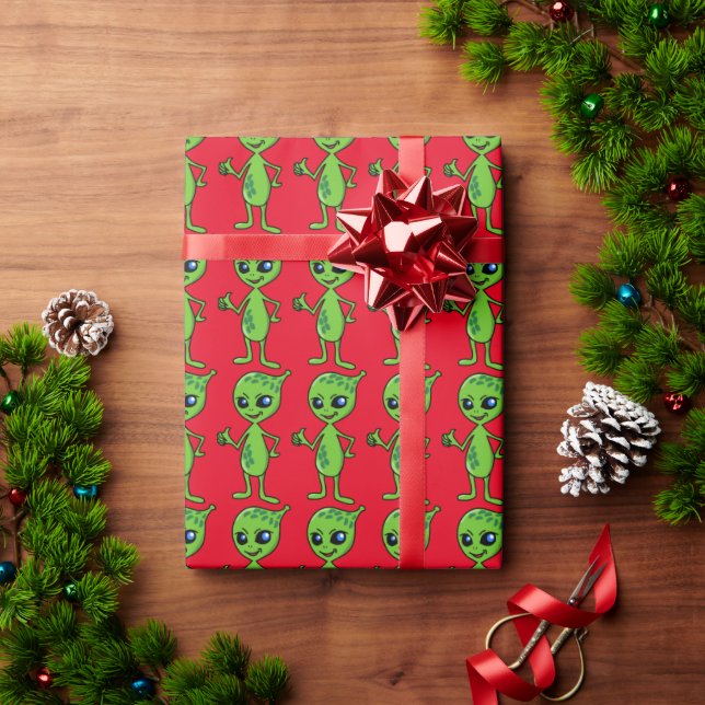 PRESENTE ALIENÍGENA DE PAPEL DE NATAL DE HOMEM VERDE (Presente de Natal)