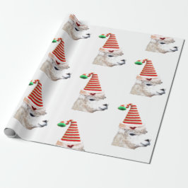 Presente Alpaca em Papai Noel Papel de Moldagem de Natal