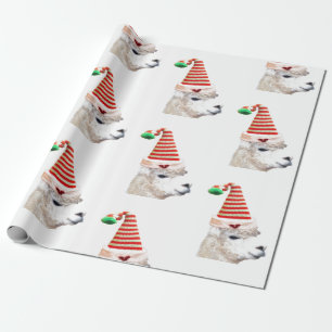 Presente Alpaca em Papai Noel Papel de Moldagem de Natal