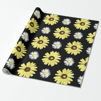 Presente Amarelo branco das margaridas no papel de