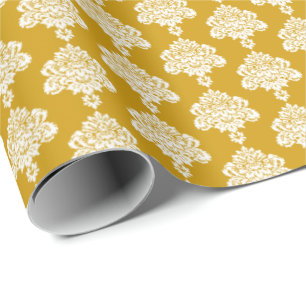 Presente Amarelo de mostarda  Papel branco para enrolamento
