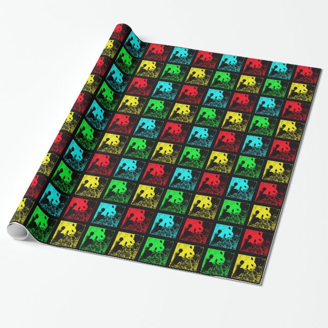 Presente Amarelo vermelho do verde azul de papel de (Desenrolado)