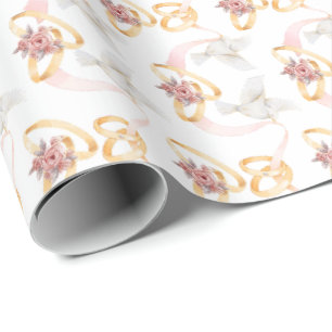 Presente Anéis de Casamento e Pássaros Papel de Moldagem po