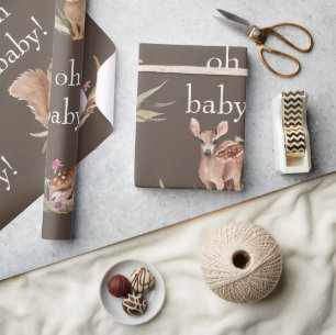 Presente Animais Da Floresta Castanho Oh Papel De Embalagem