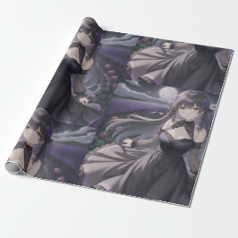Presente Anime papel de enrolamento preto e roxo