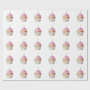 Presente Aniversário de papel de enrolamento de Cupcakes