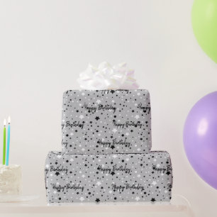 Presente Aniversário Estrelas No Papel De Embalagem De Cin