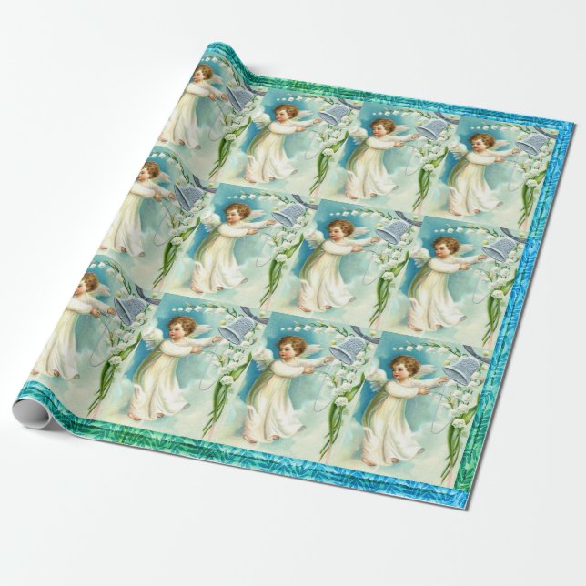Presente Anjo Bebê Com Papel Azul De Molho (Desenrolado)