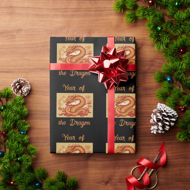 Presente Ano do papel de enrolamento do dragão (Presente de Natal)