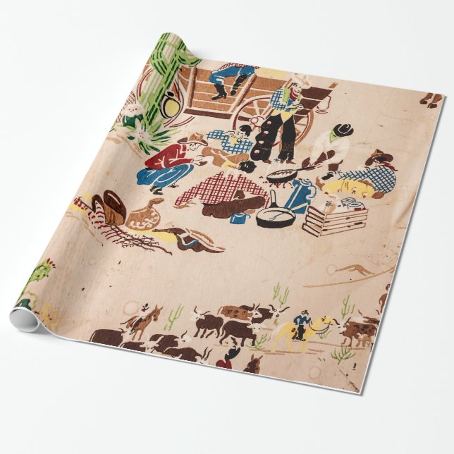 Presente Antigo Cowboy Ocidental Pensava Em Papel De Molho  (Desenrolado)