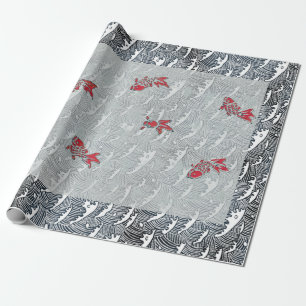 Presente ANTIGO Papel de enrolamento de IMPRESSÃO de PEIXES