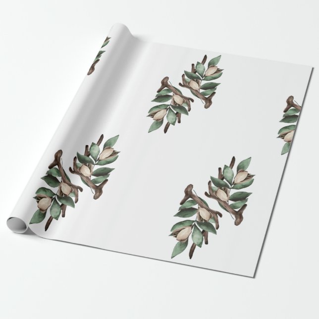 Presente Antler com papel de moldagem de ramificação verde (Desenrolado)