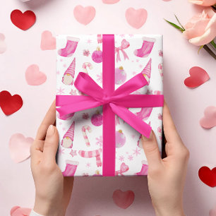Presente Arco de Natal rosa e papel de moldagem em flocos d