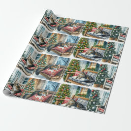 Presente Artes de Gatos de Natal Brilhantes ou Papel de Emb