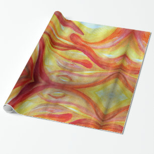 Presente Artística - Cor d'água vermelha - Papel de ondulaç