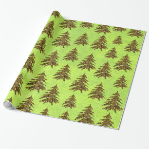 Presente Árvore de Natal brilhante em papel verde abstrato