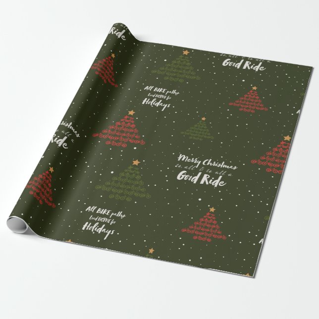 Presente Árvore de Natal de ciclismo. Bicicleta. Papel de e (Desenrolado)