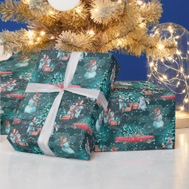 Presente Árvore de Natal, Neves e Papel de Embalagem de Bun