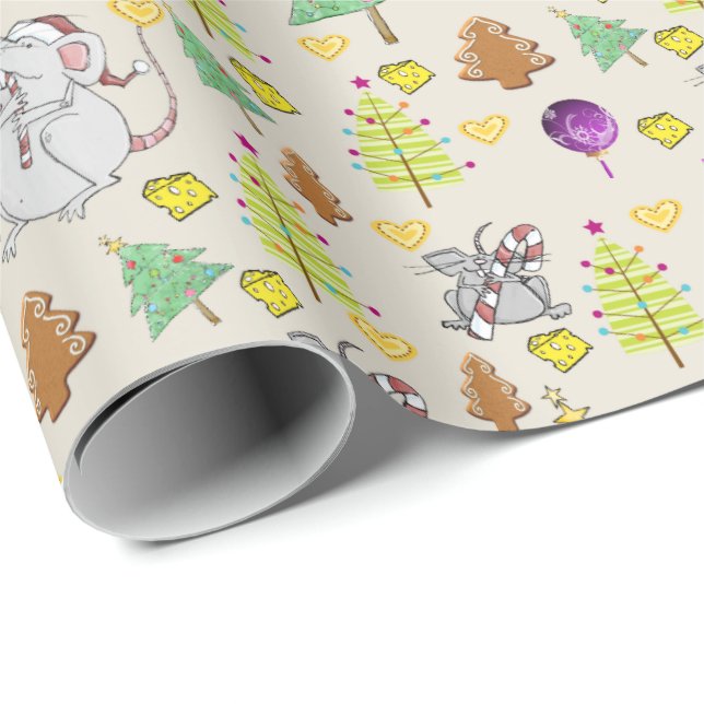 Presente Árvores de Natal Molhando Papel Mouse Beige Queijo (Ponta do rolo)