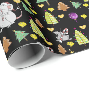 Presente Árvores de Natal Molhando Papel Mouse Queijo Preto