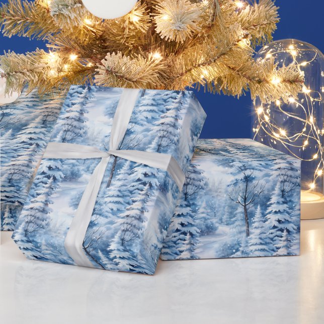 Presente Árvores de Natal nevadas com papel ondulado (Feriados)