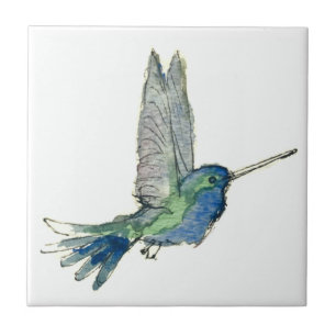 Presente azul do azulejo da arte do colibri