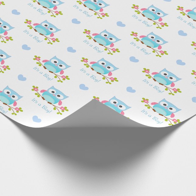 Presente Azul do bebé de papel de envolvimento da coruja é (Ponta)