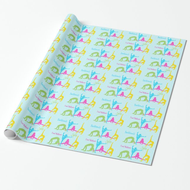 Presente Azul do papel de envolvimento da ginástica das (Desenrolado)
